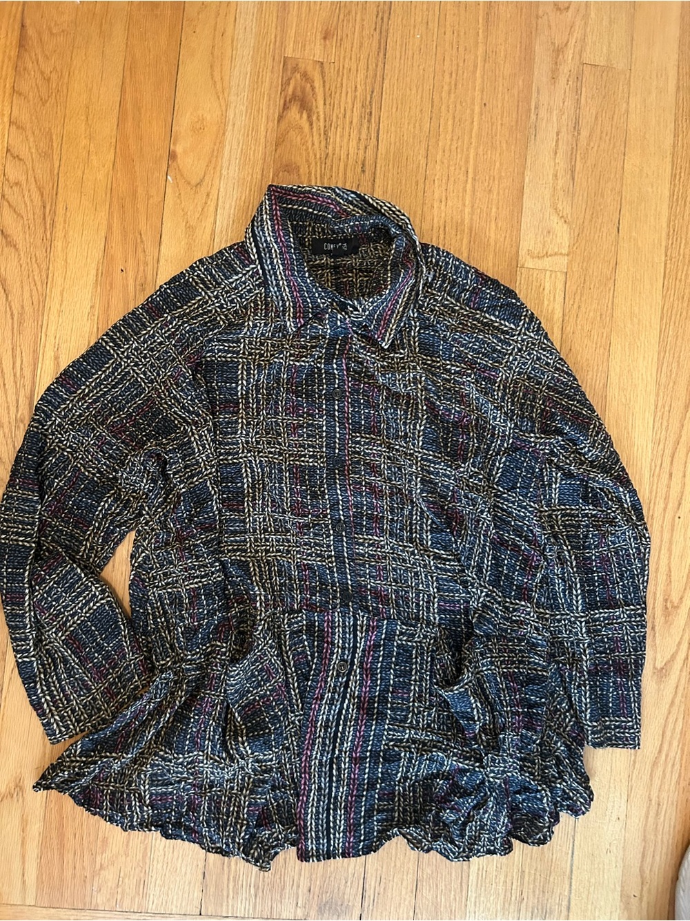 Comfy USA Multicolor Knit top- Blue, Gray, Purple